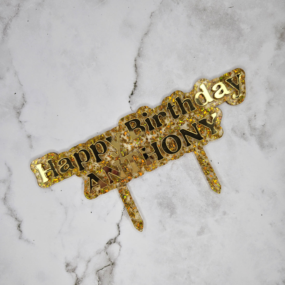 Double Layer Happy Birthday with Name | Cake Topper