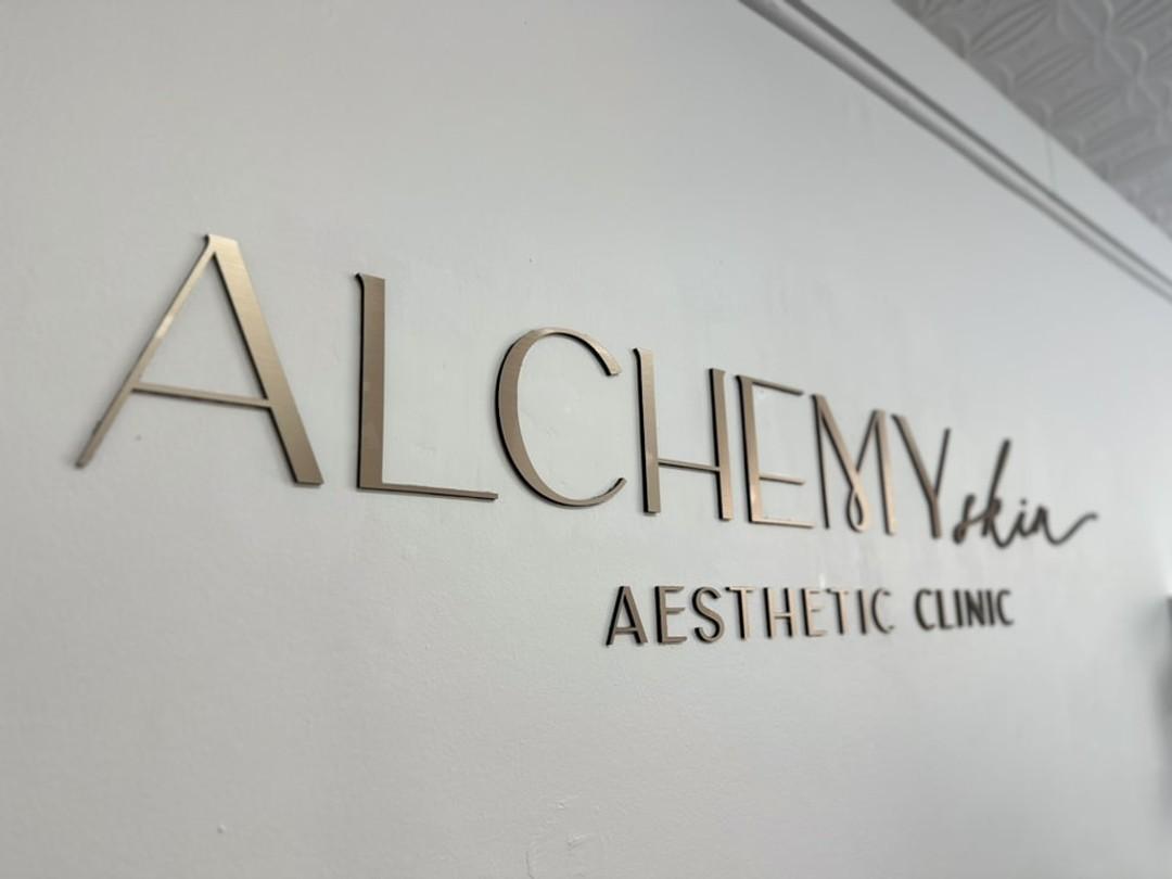 Metallic Bronze Acrylic Logo Signage for Alchemy Skin Aesthetic Clinic