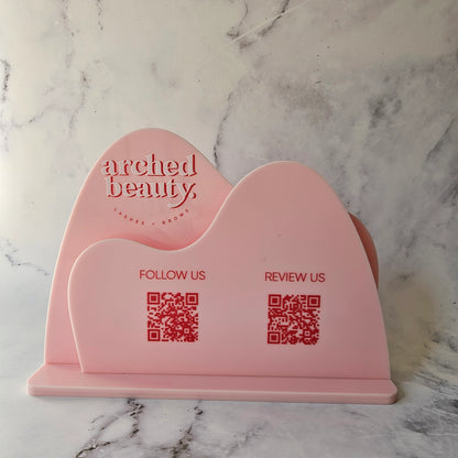 QR Code Stand with Logo - Pastel Pink Acrylic Logo Sign