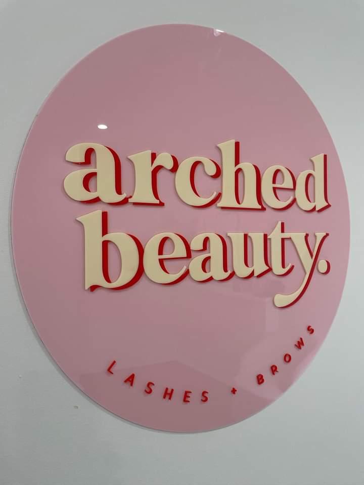 Round Business Logo Signage in Baby Pink with 3D Letters