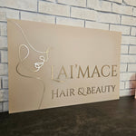 Rectangle Business Signage in Beige Acrylic with gold 3D Letters