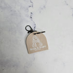 qr code keychain with logo in arch shape