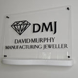 Clear Rectangle Business Sign with black 3D Letters