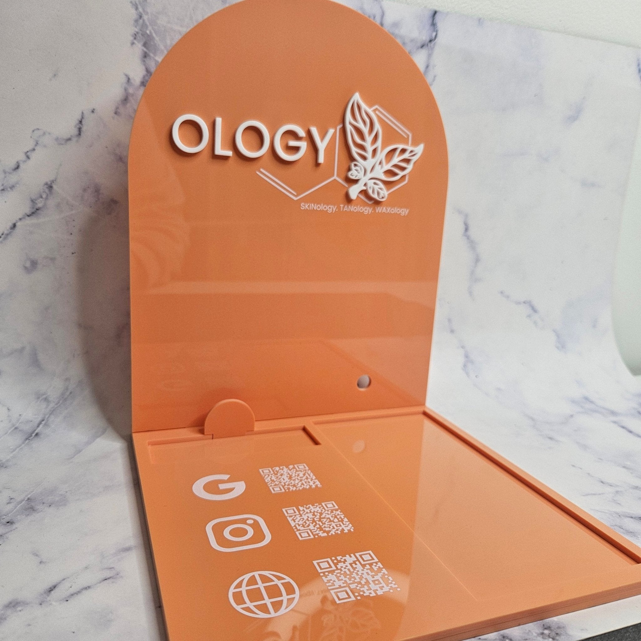 Custom Eftpos Holder in Pastel Orange with Logo