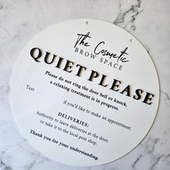 Do not disturb sign with quiet please in 3D letters