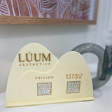 Double Wavy Multi QR Code Sign for Cosmetic Clinic with Cream & Gold Acrylic