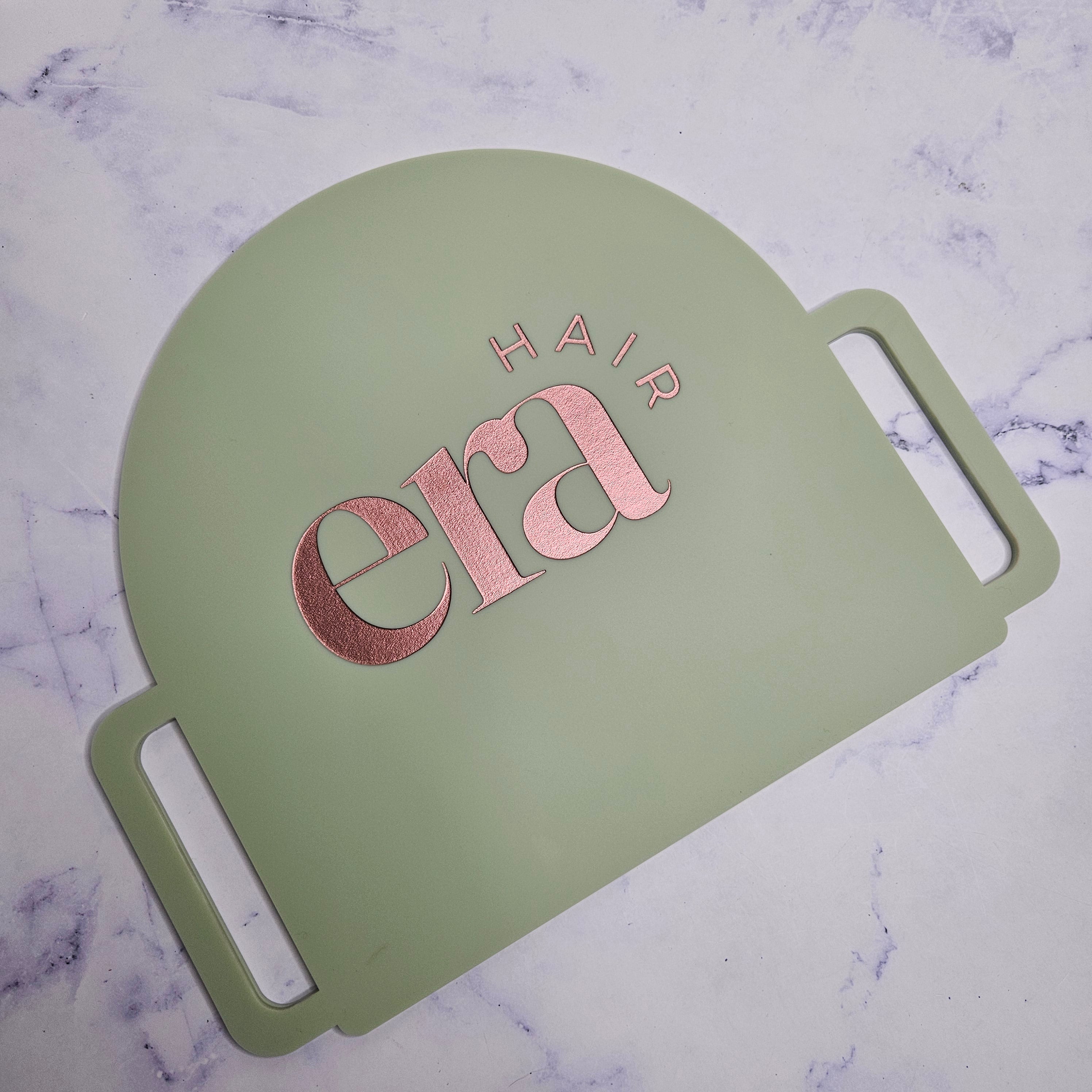 Hair salon handheld mirror with logo