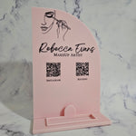 Half arch qr code sign in baby pink and black