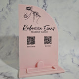 Half arch qr code sign in baby pink and black