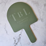 Branded Handheld Mirror with Logo in Olive Acrylic