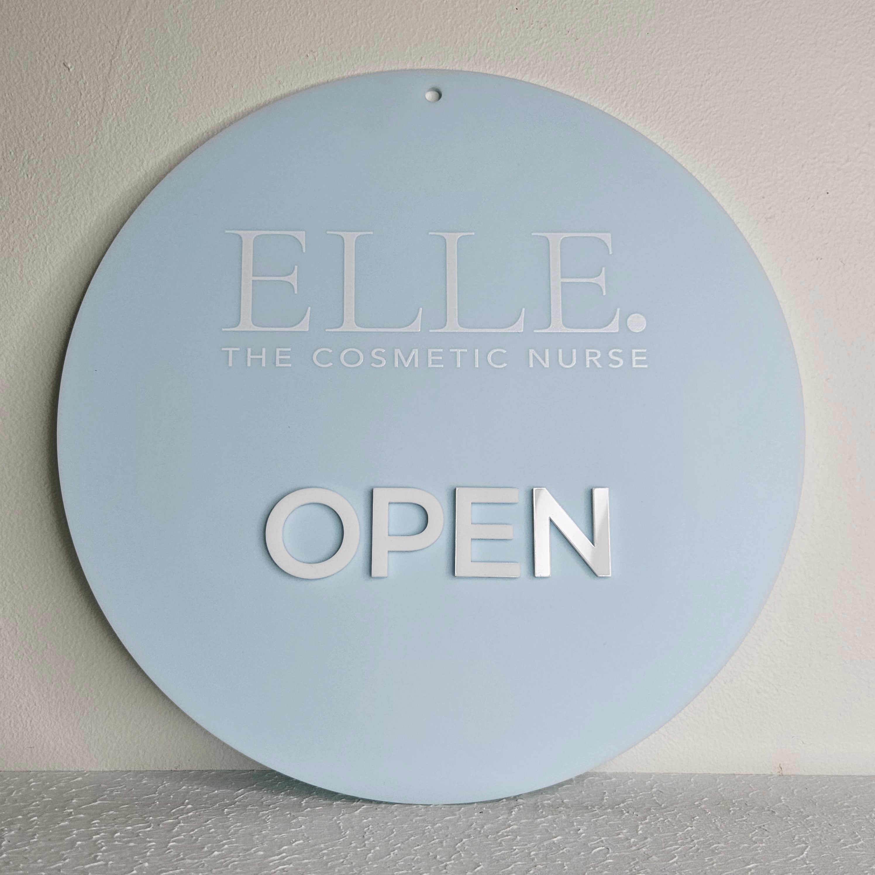 Acrylic Open Sign with white acrylic letters