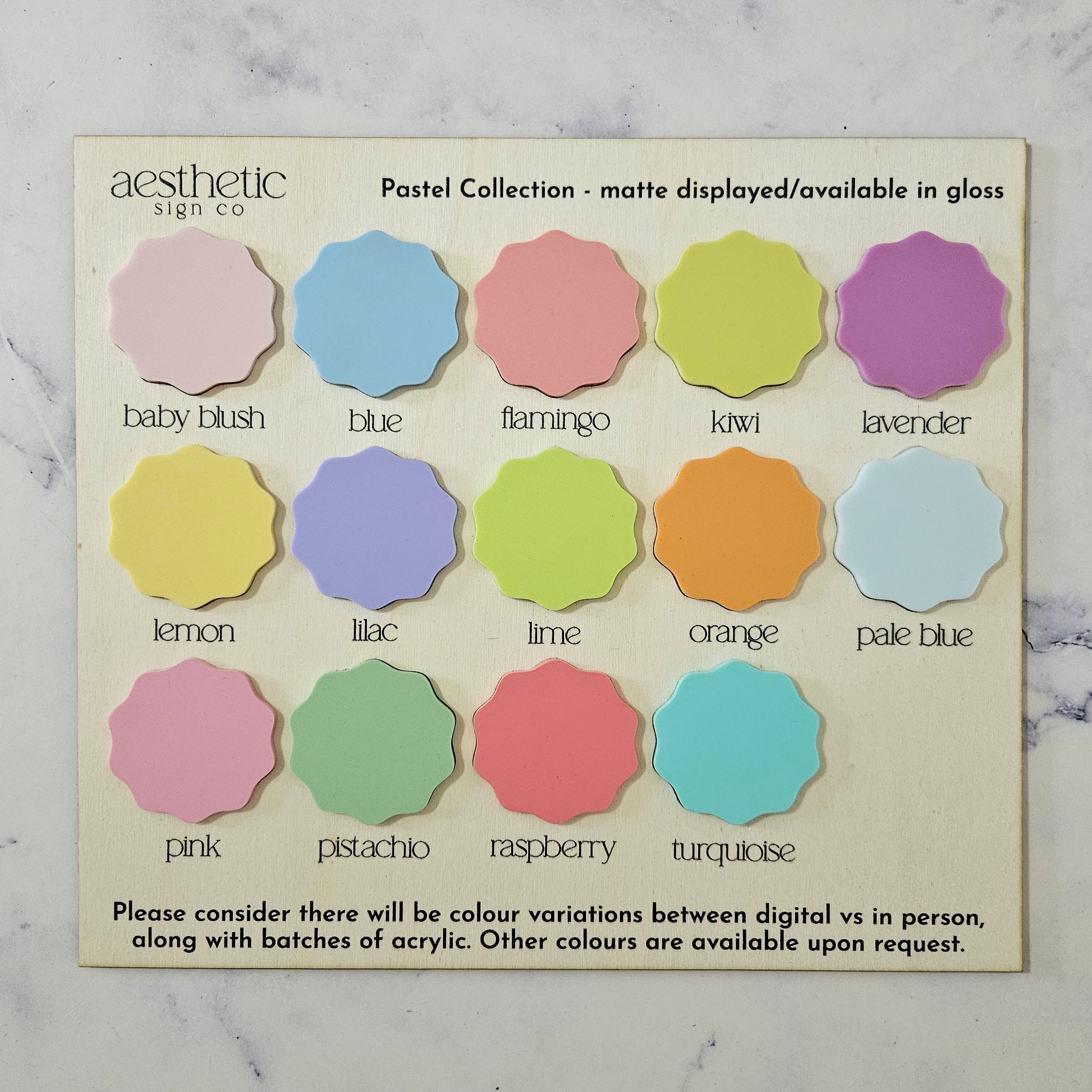 Pastel acrylic colour choices