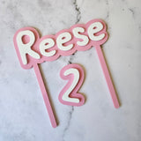 Peppa Pig Theme with Name & Age | Cake Topper & Fropper