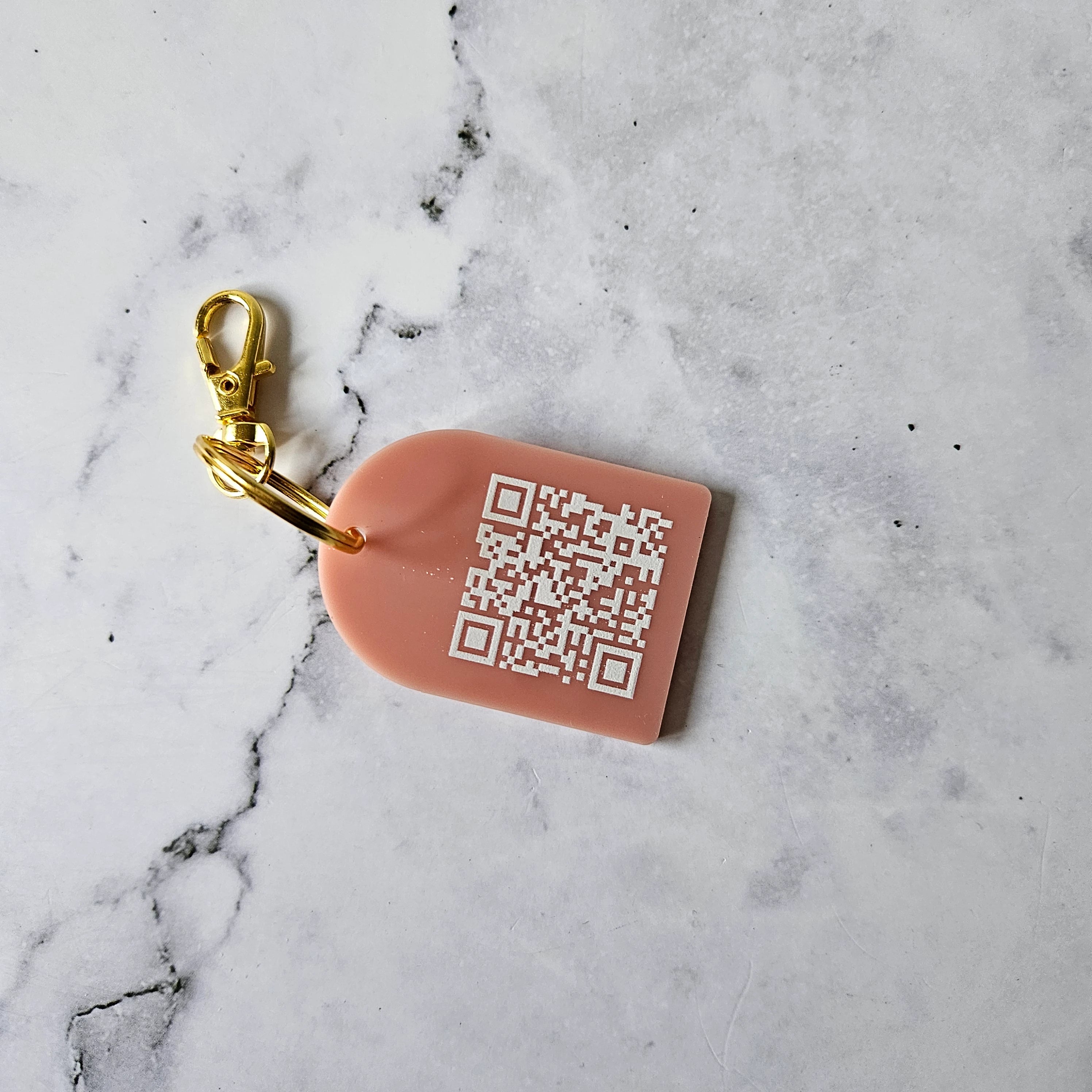 Arch QR Code Keychain (Pink Clay)