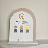 QR Code Sign with gold acrylic