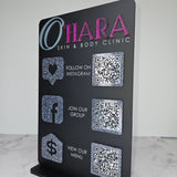 Triple Icon QR Code Sign (black acrylic)