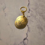 Brushed gold qr code keyring with black logo