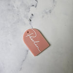 Pink QR Code keyring with white logo