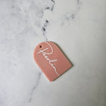 Pink QR Code keyring with white logo