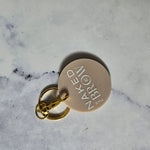 Round qr code keyring with white logo