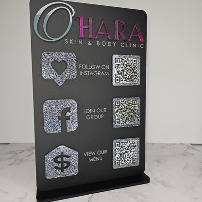 Triple Icon QR Code Sign | Beauty Salon Sign | Hair Salon Sign | Personalised Business Sign | Perth Australia 