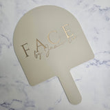 XL Arch Mirror in Nude acrylic with Gold Logo