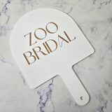 XL Arch Handheld Mirror in White Acrylic with Gold Logo