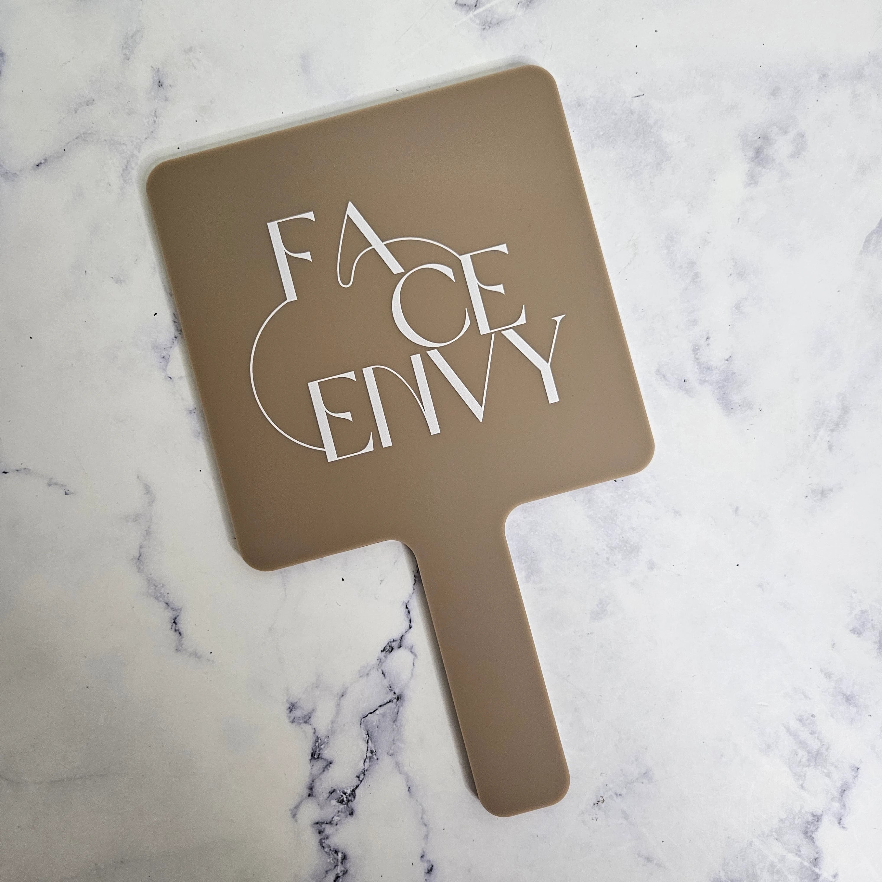 Square Handheld Mirror in Mocha Acrylic