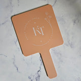 Square Handheld Mirror in Coral Peach Acrylic