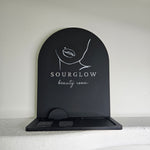 arch square reader dock in black with silver letters